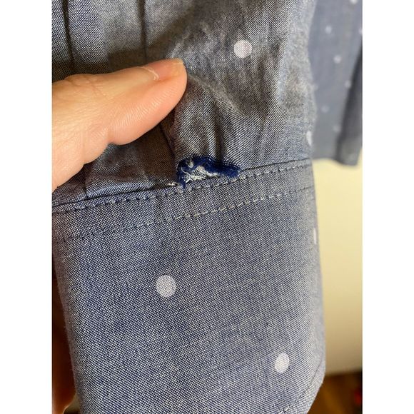 Lane Bryant lightweight cotton chambray blue polka dot blouse size 20 - Picture 6 of 8